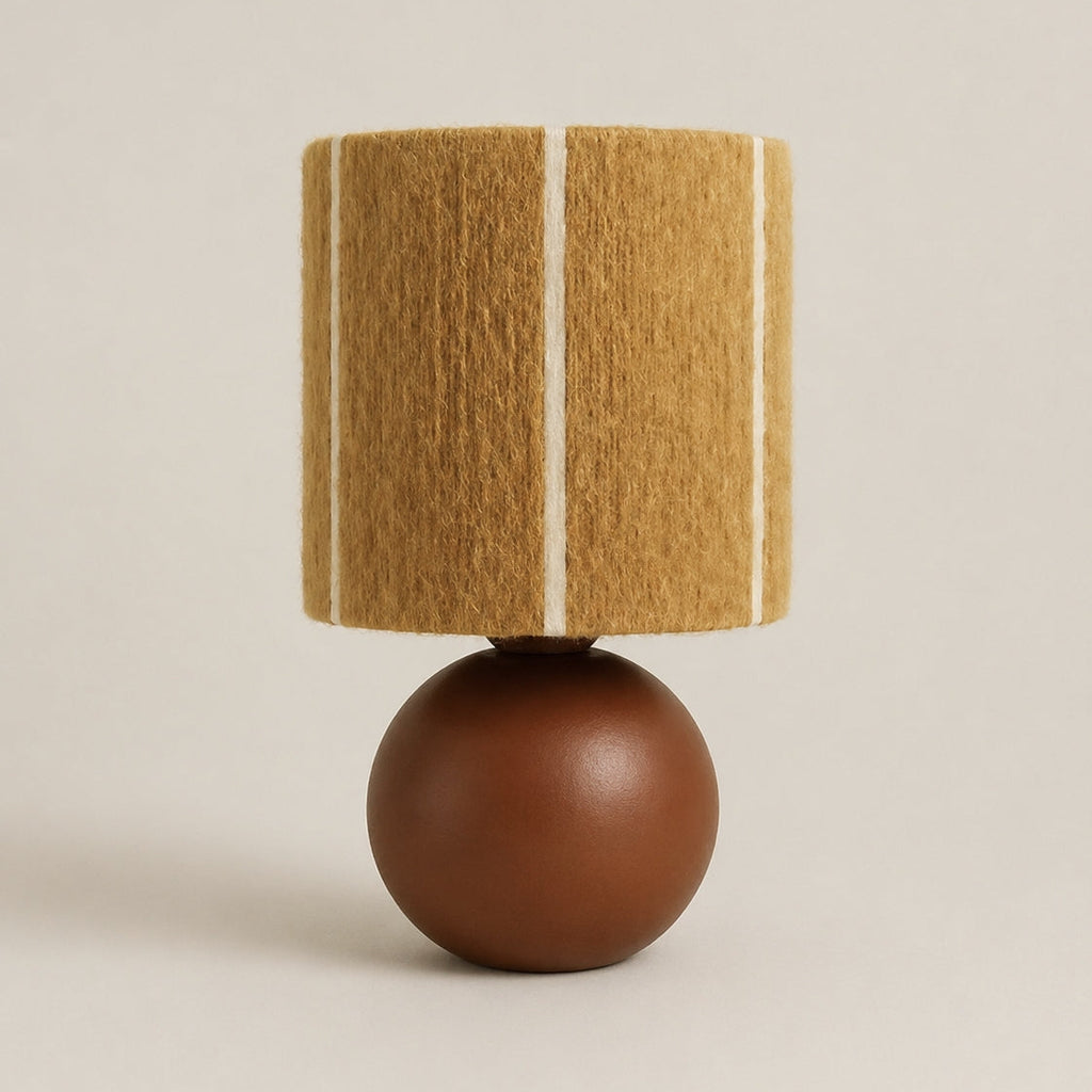 Mohair & Solid Wood Table Lamp - Ginger