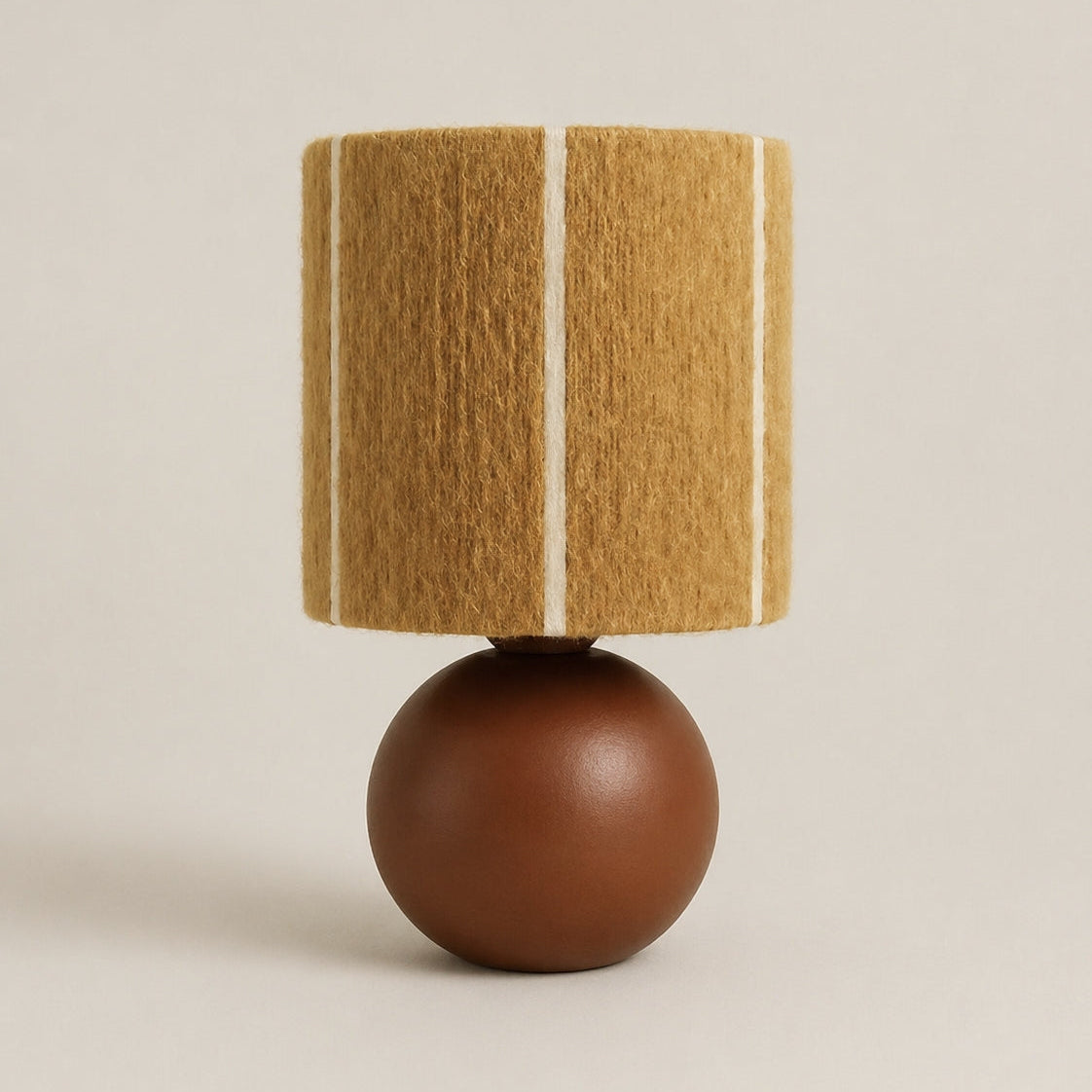 Ginger Mohair & Oak Wood Table Lamp