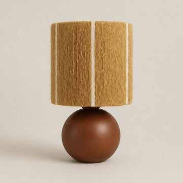 Ginger Mohair & Oak Wood Table Lamp