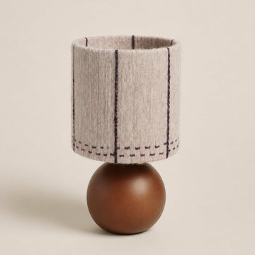 Dusty Lavender Mohair & Oak Wood Table Lamp