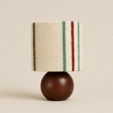 Retro Festive Mohair & Oak Wood Table Lamp