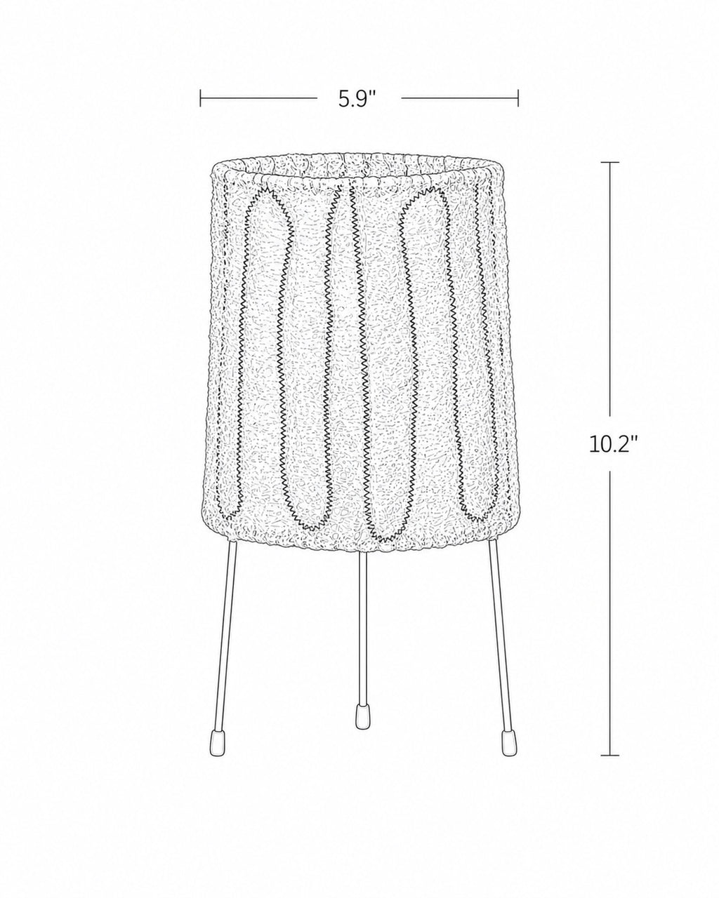 Measurement chart of a cylindrical object with dimensions labeled