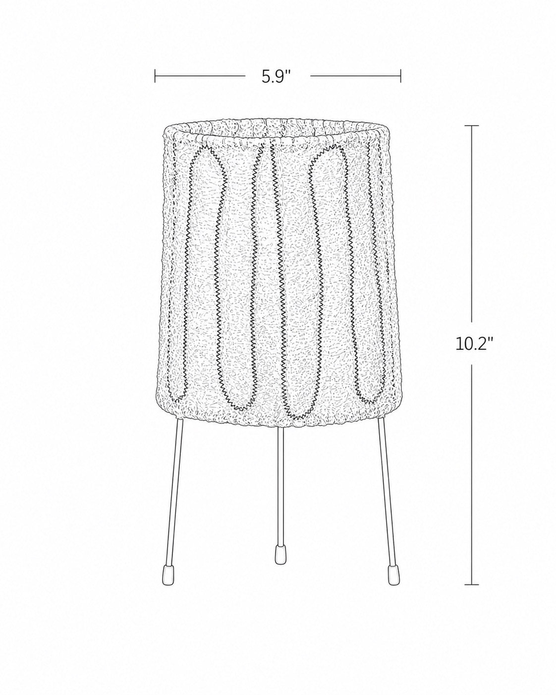 Measurement chart of a cylindrical object with dimensions labeled