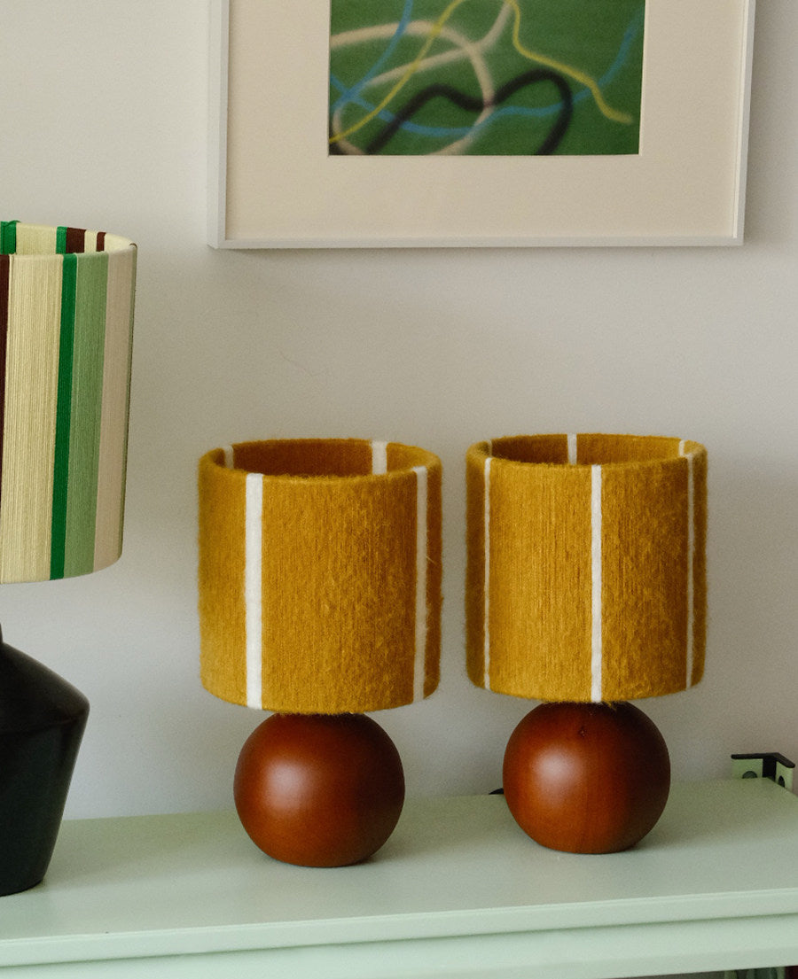 Ginger Mohair & Oak Wood Table Lamp