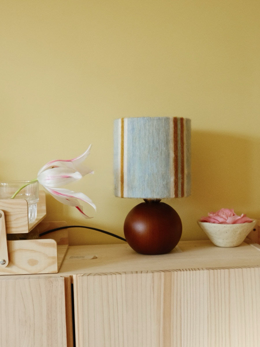 Sage & Forest Mohair & Oak Wood Table Lamp - Verdino featured product placement with the lamp in an interior design setup
