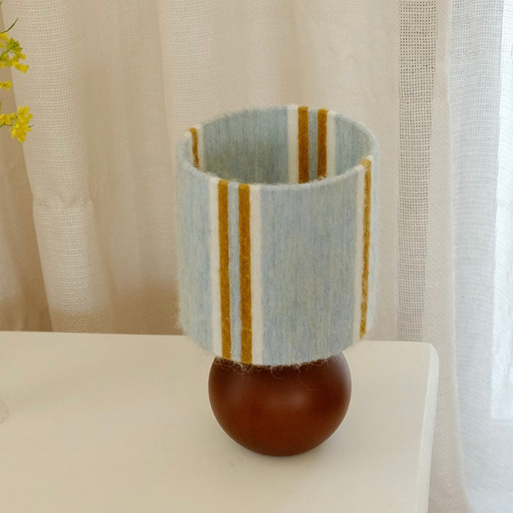 Sage & Forest Mohair & Oak Wood Table Lamp - Verdino ambient soft lighting capture showcasing the lamp silhouette