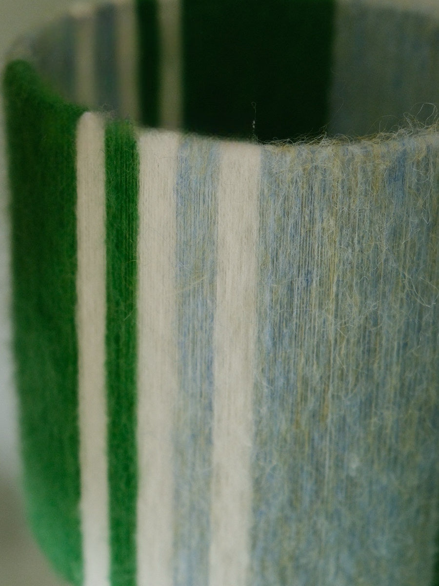 Sage & Forest Mohair & Oak Wood Table Lamp - Verdino extreme close-up of the material texture