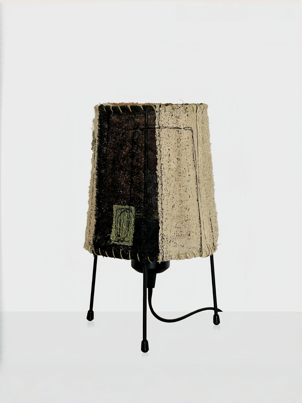 Wabi-Sabi Loofah Patchwork Table Lamp - Contrast front-facing product shot for clear catalog and listing presentation