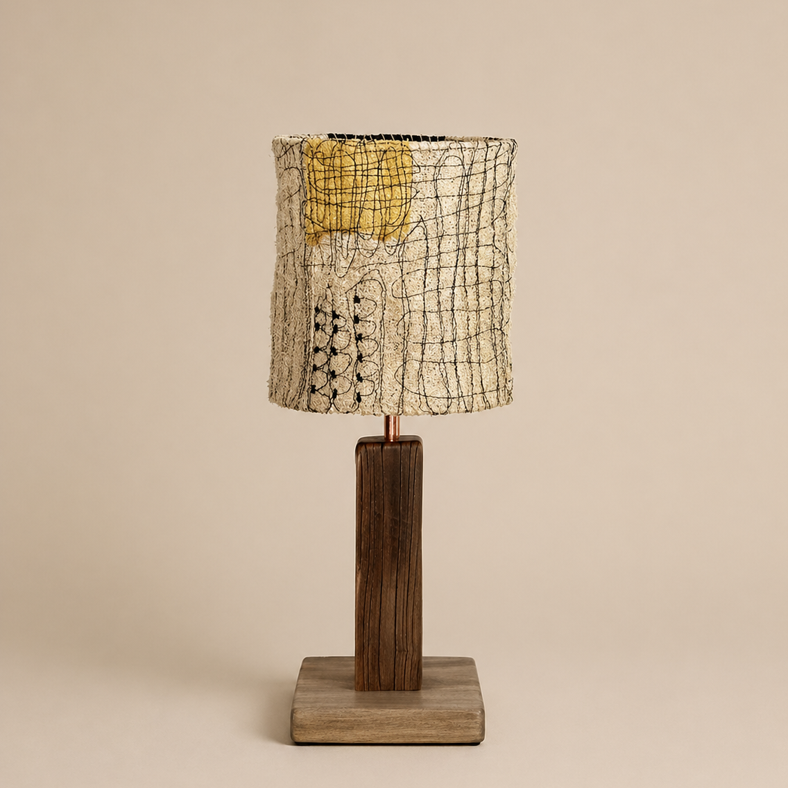 Wabi Sabi Loofah Shade Wood Table Lamp - Patch